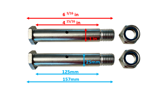 Greaseable Mini Excavator Hex Pins (25mm/1